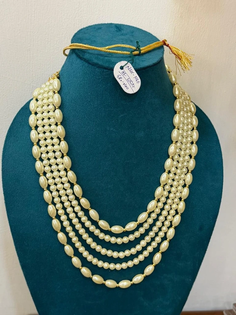 Moti drop necklace 5 layer fancy for saree and groom party wear