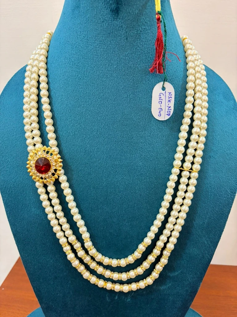 Pearl with peandant fancy look party wear with golden beads