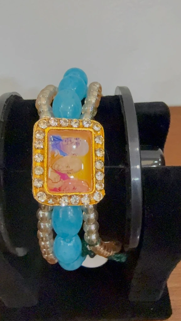 Guru ji bracelet fancy and blue color with zercons