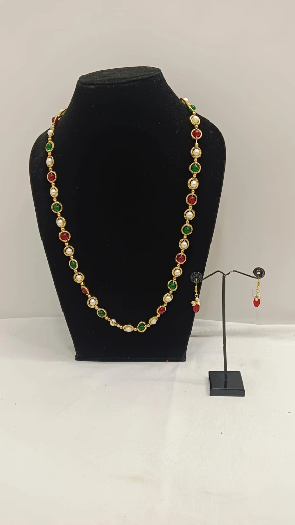Fancy Red Green White Pearls Chain For Party AND Daily Wear