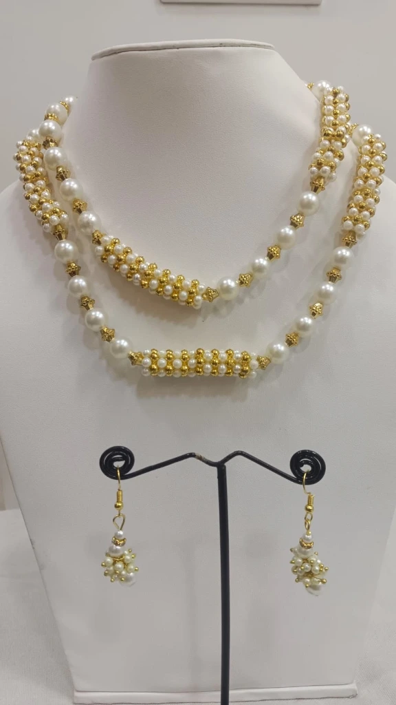 Pearl Golden mix Mala Necklace